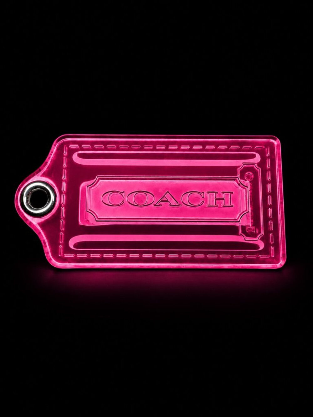 COACH POPPY Hot Pink Acrylic Hangtag Keychain Charm Rare Fob - Picture 3 of 10